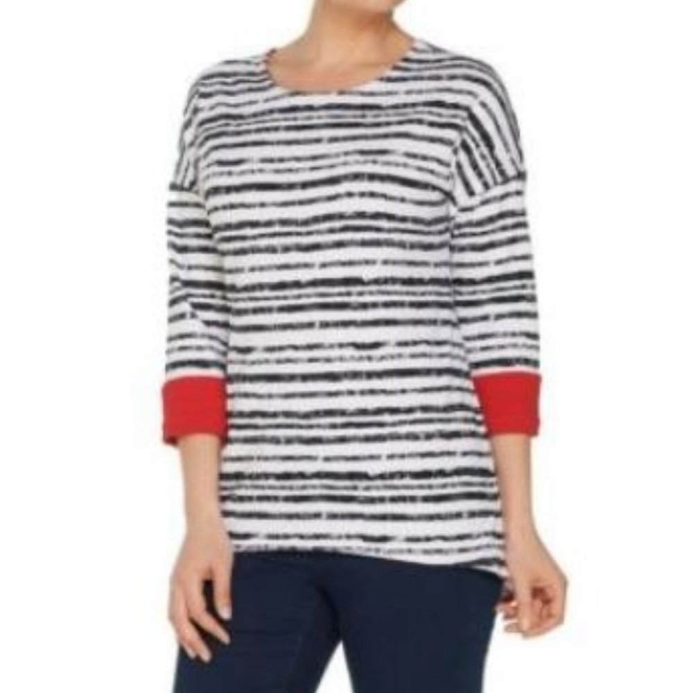 Women with Control Striped Dropped Shoulder Top
